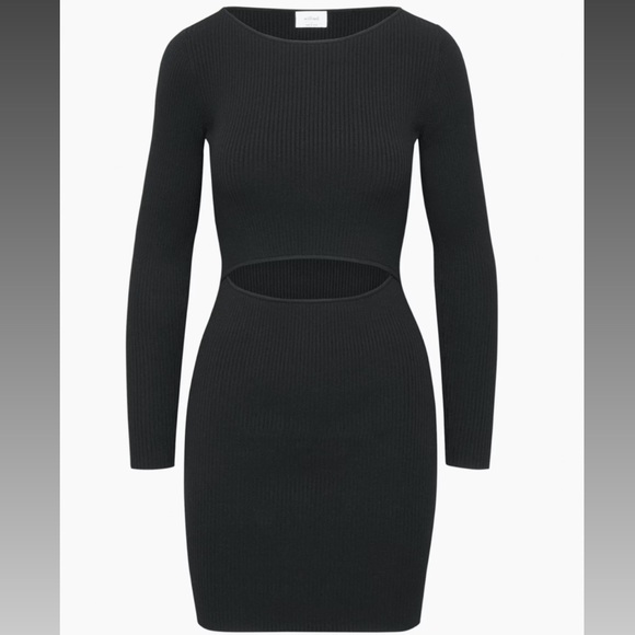 ARITZIA BLACK LONG SLEEVE CUT OUT DRESS - Picture 1 of 4